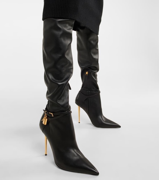 T Screw leather over-the-knee boots