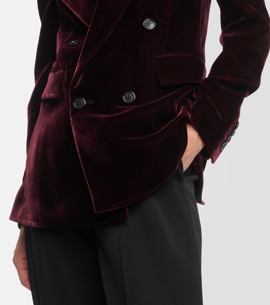 Double-breasted velvet blazer