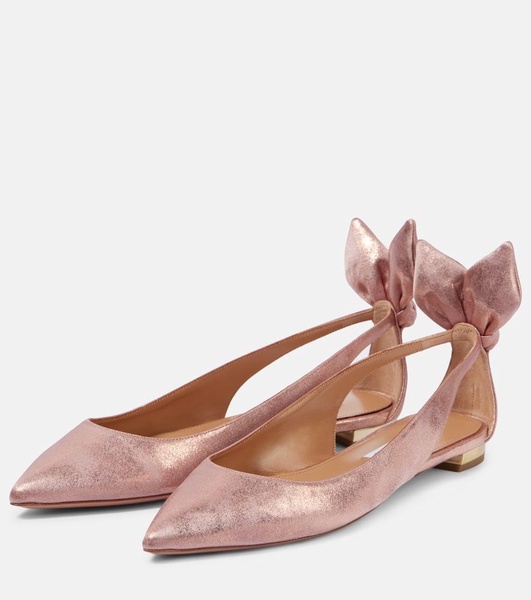 Bow Tie metallic leather ballet flats