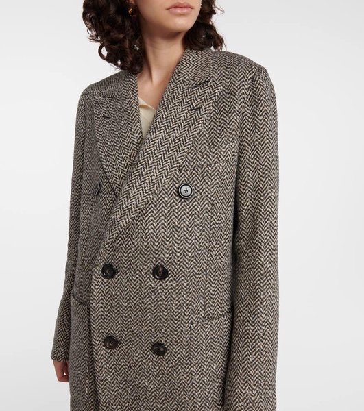 Herwin herringbone linen and cashmere coat