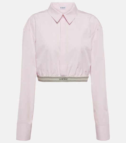 Cropped cotton poplin shirt