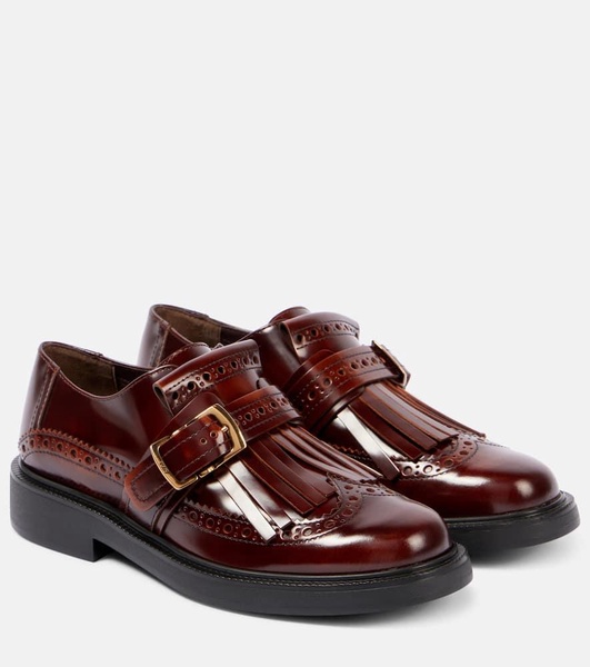 Leather monk strap shoes