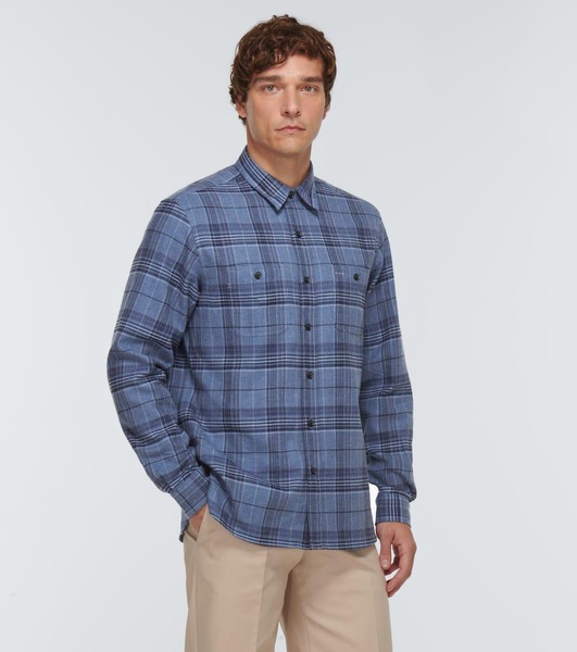 Checked cotton twill shirt