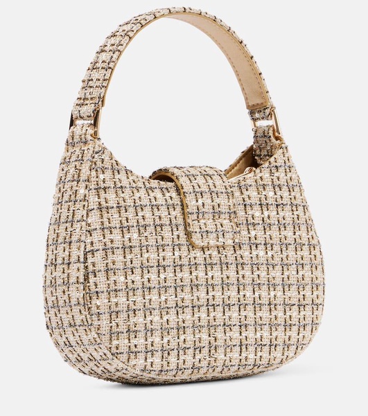 Embellished metallic looped tote bag