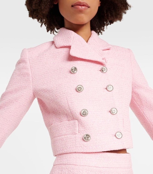 sequin-embellished cropped tweed jacket