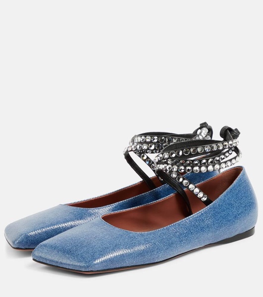 Ane embellished denim ballet flats