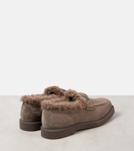 Monili shearling-lined suede loafers