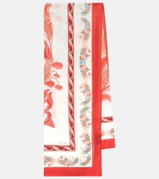 Printed cotton and silk scarf