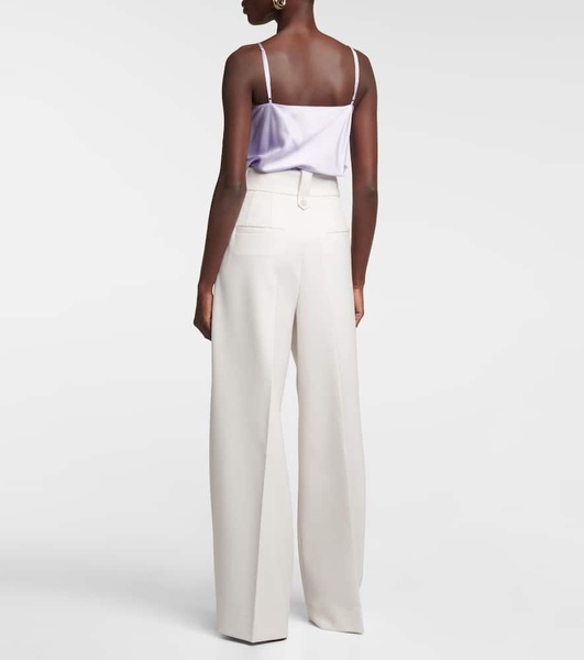 High-rise wide-leg wool-blend pants