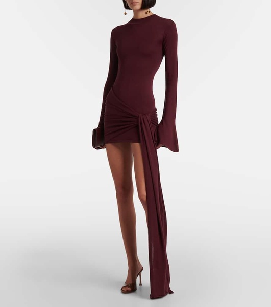 Draped silk-blend jersey minidress