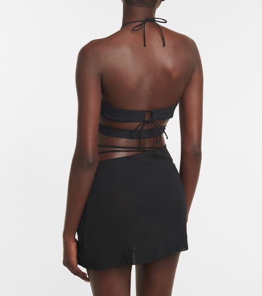 Asymmetric wrap miniskirt