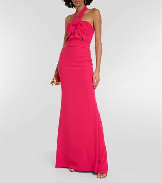 Halterneck crepe gown