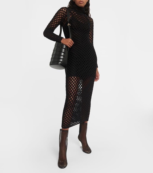 La Cage mesh and PU wedge ankle boots