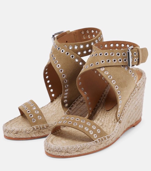 Iriane studded suede espadrille wedges