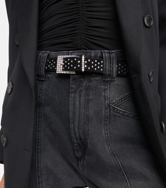 Felixa slim embellished suede belt