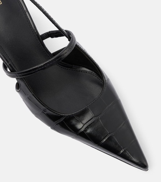 Sharp croc-effect leather slingback pumps