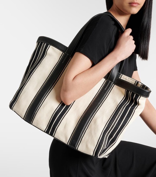 Striped jacquard canvas tote bag