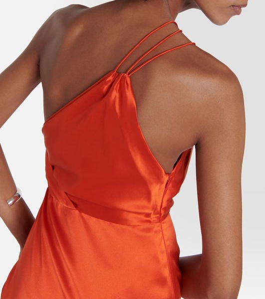 One-shoulder silk midi dress