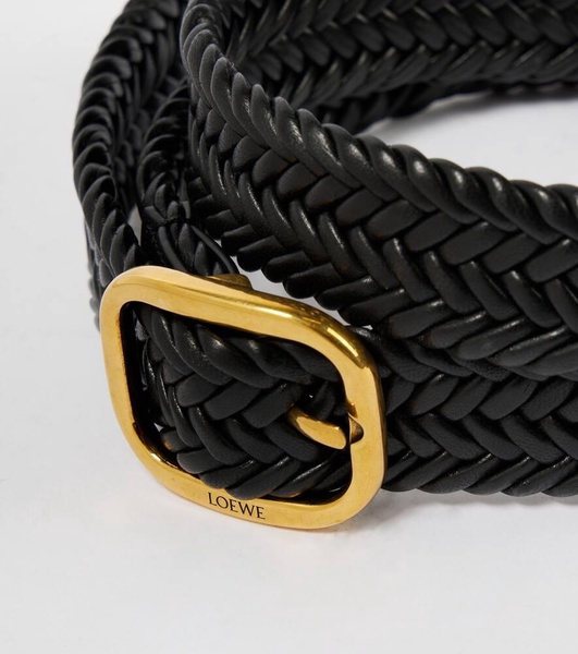 Woven leather belt