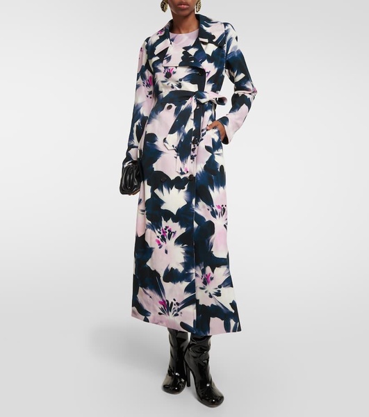 Floral printed trench coat