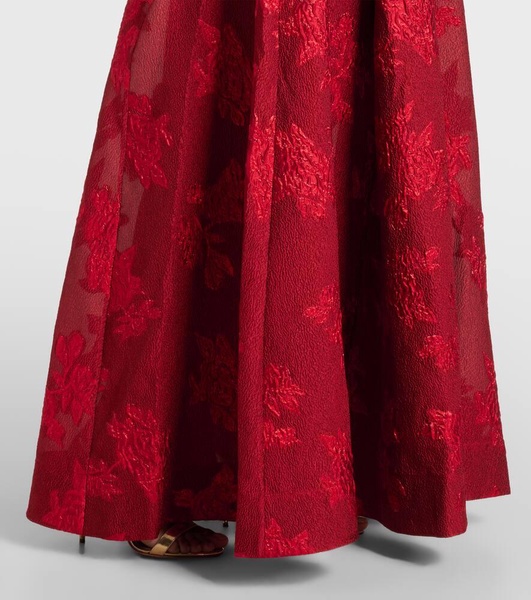 Henrietta belted brocade gown