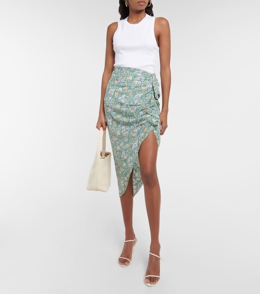 Hazel floral asymmetric midi skirt