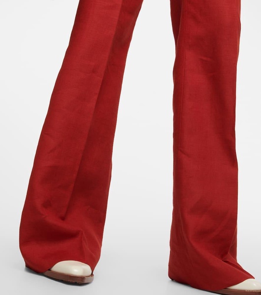 High-rise flared linen pants