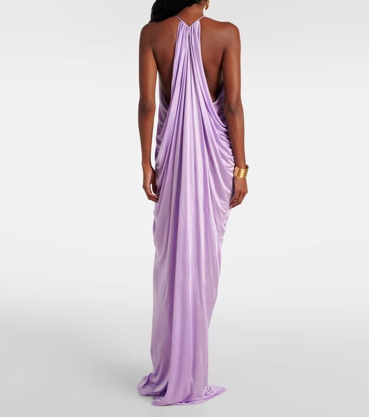 Draped halterneck jersey gown