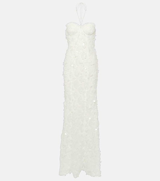 Bridal sequined halterneck tulle gown