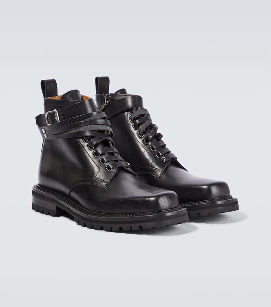 Leather combat boots