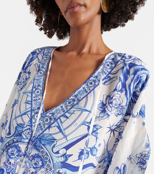 Printed silk kaftan