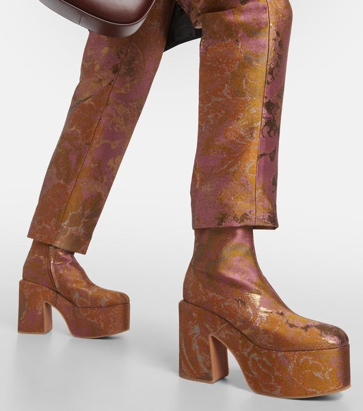 Jacquard platform ankle boots