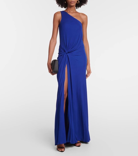 One-shoulder jersey gown