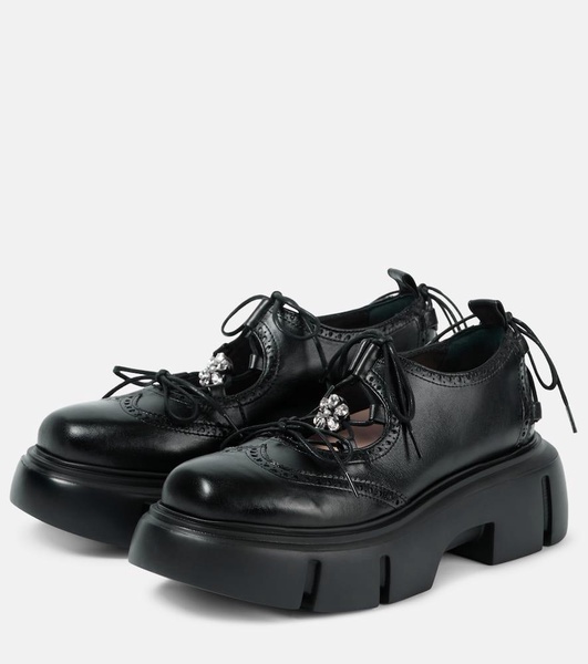 Embellished leather platform brogues