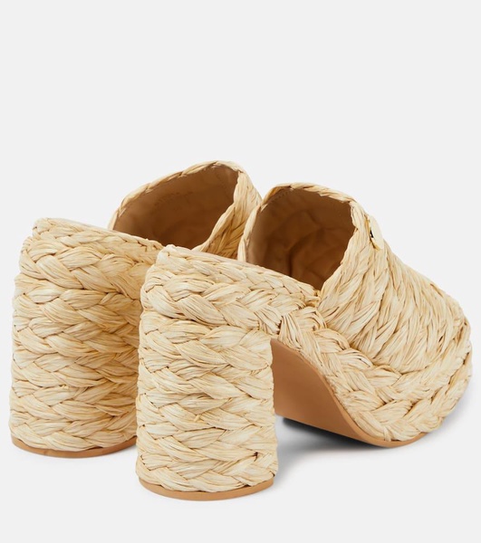 Skyla raffia-effect platform mules