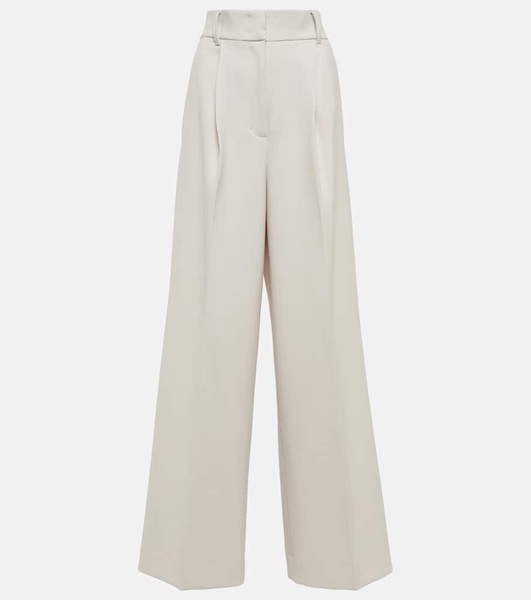 High-rise wide-leg wool-blend pants