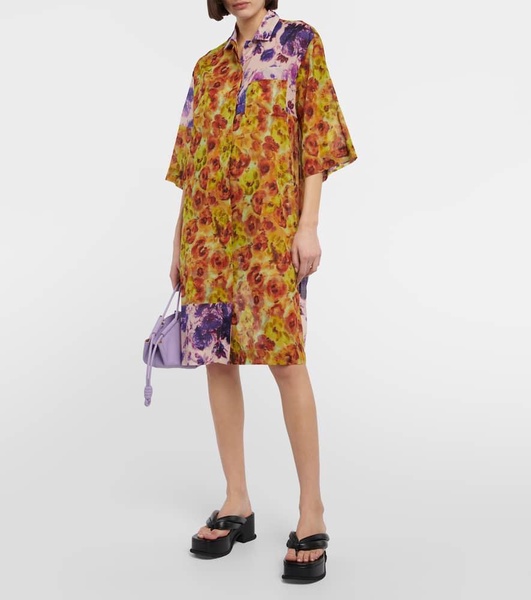 Floral cotton voile shirt dress