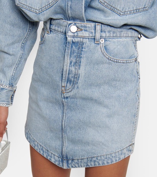 Embellished denim miniskirt