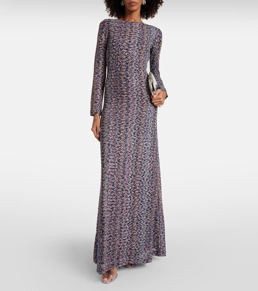 Zig Zag metallic knit maxi dress