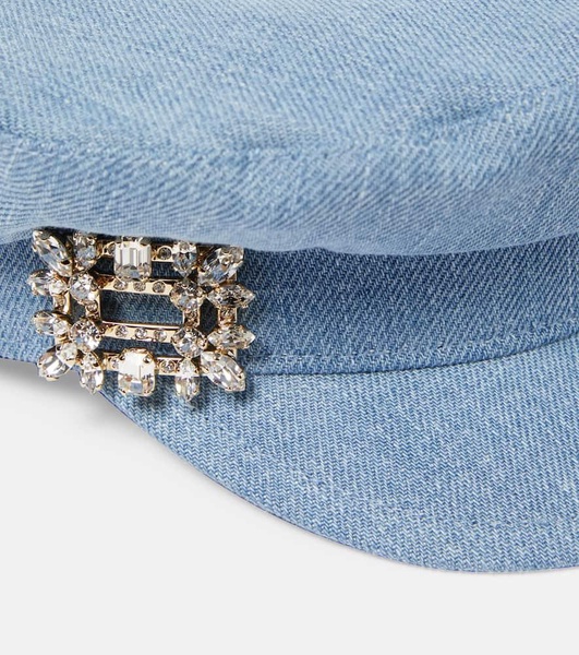 Broche Vivier denim flat cap