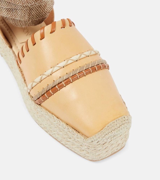 Leather platform espadrilles