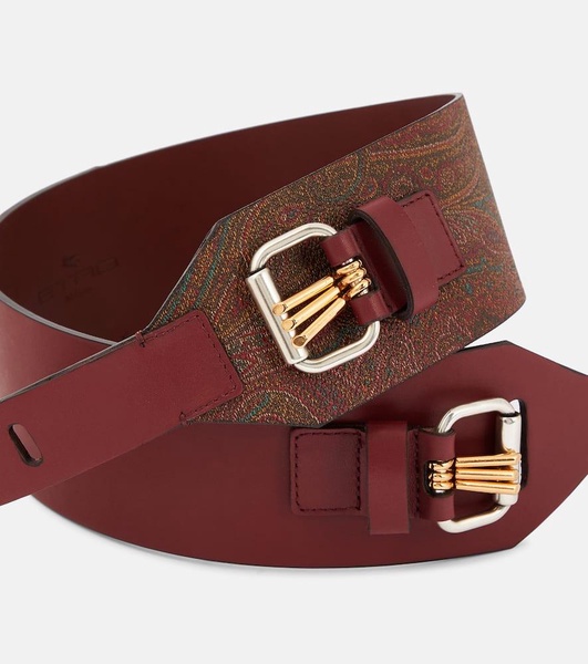 Paisley leather belt