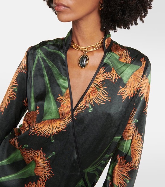 Printed silk-blend wrap dress