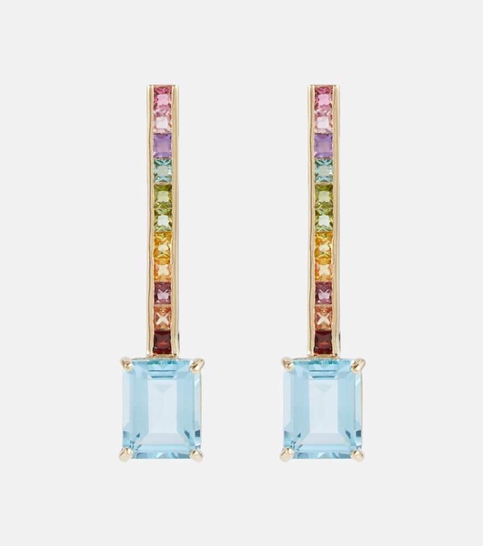 14kt gold earrings with topaz and sapphires