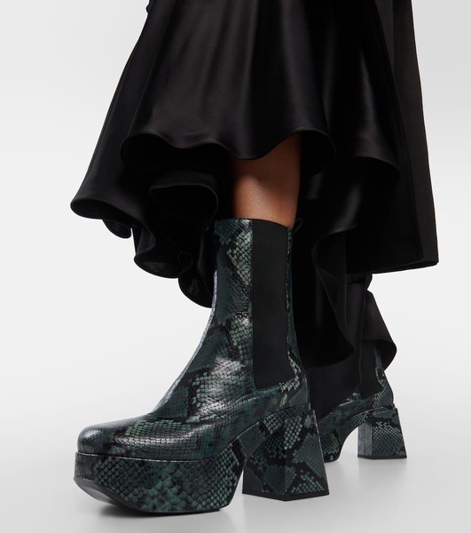 Snake-printed leather Chelsea boots