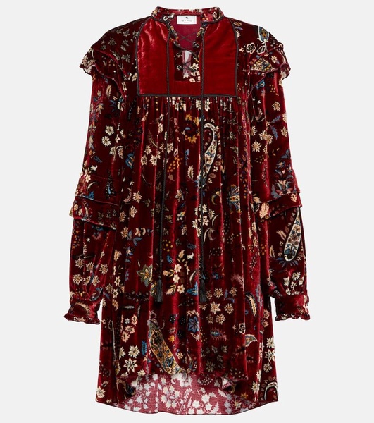 Paisley velvet minidress