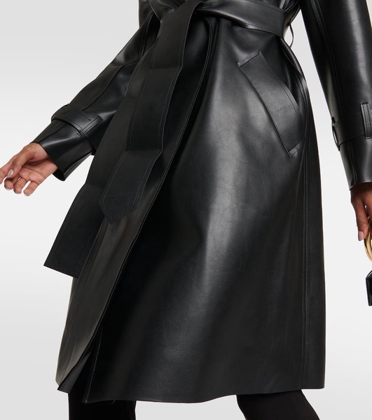 Faux leather trench coat