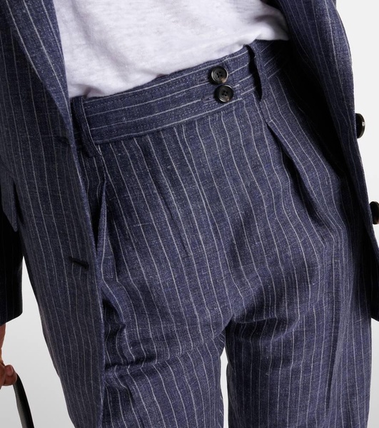 Pinstripe high-rise straight pants