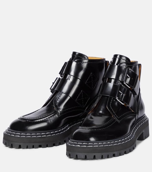 Leather biker boots