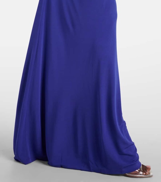 Embellished draped jersey gown